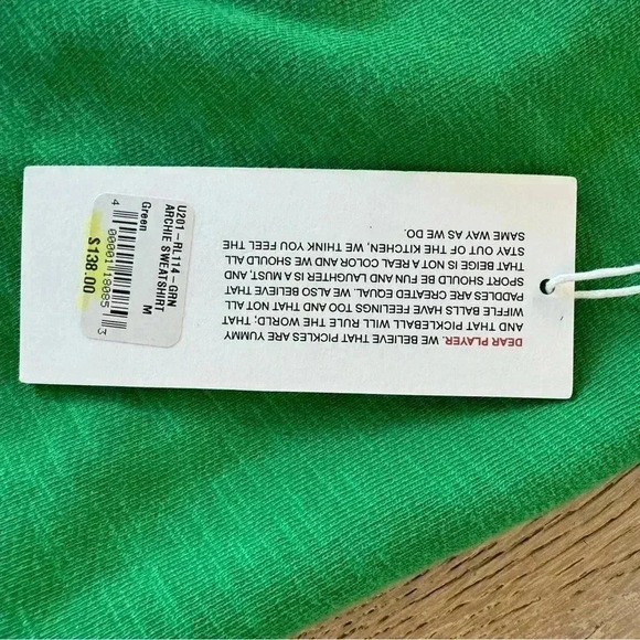 The Rally Club Unisex Archie Pickleball Crewneck Sweatshirt Green Medium $138 - Picture 6 of 7